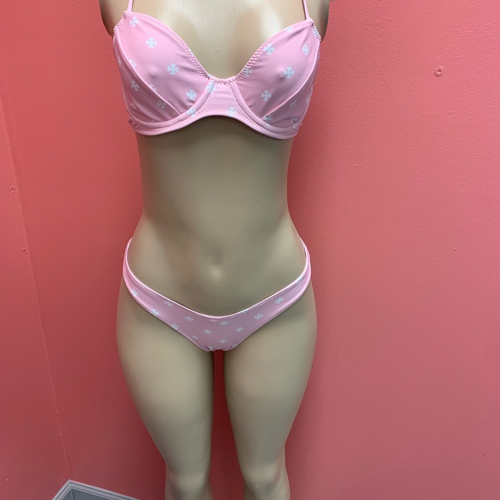 Brand new chrome heart swimsuit, the pink 1 is size small the other is size med